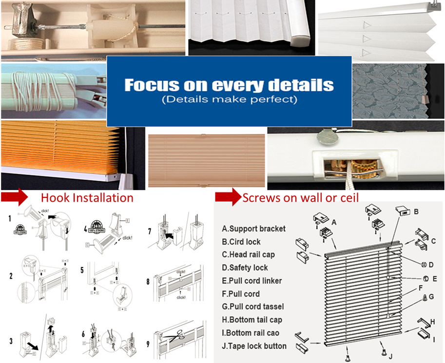 Slubbed Fabric Pleated blinds Slubbed Fabric Pleated blinds
